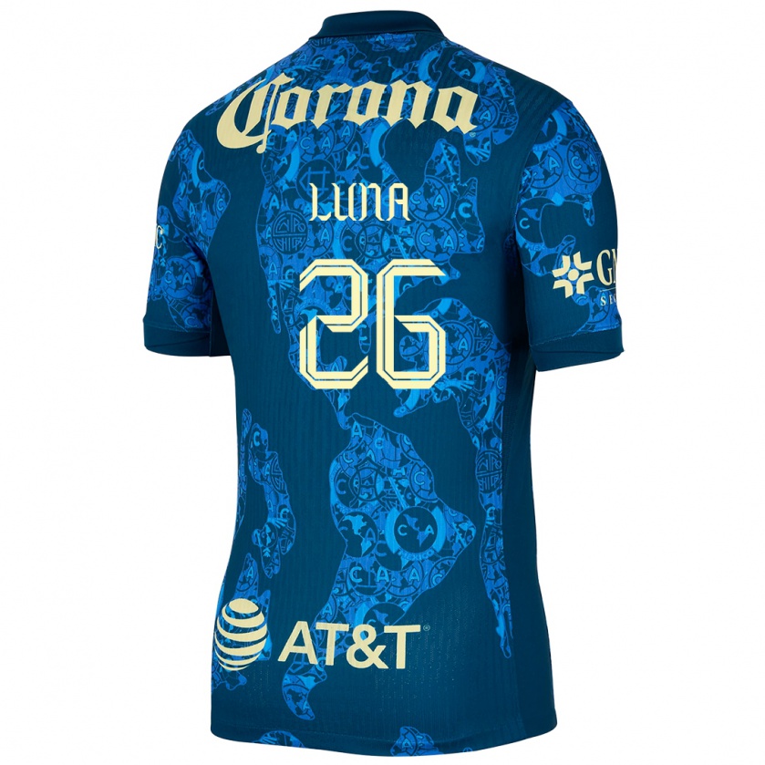 Kandiny Mujer Camiseta Karen Luna #26 Azul Amarillo 2ª Equipación 2024/25 La Camisa Chile