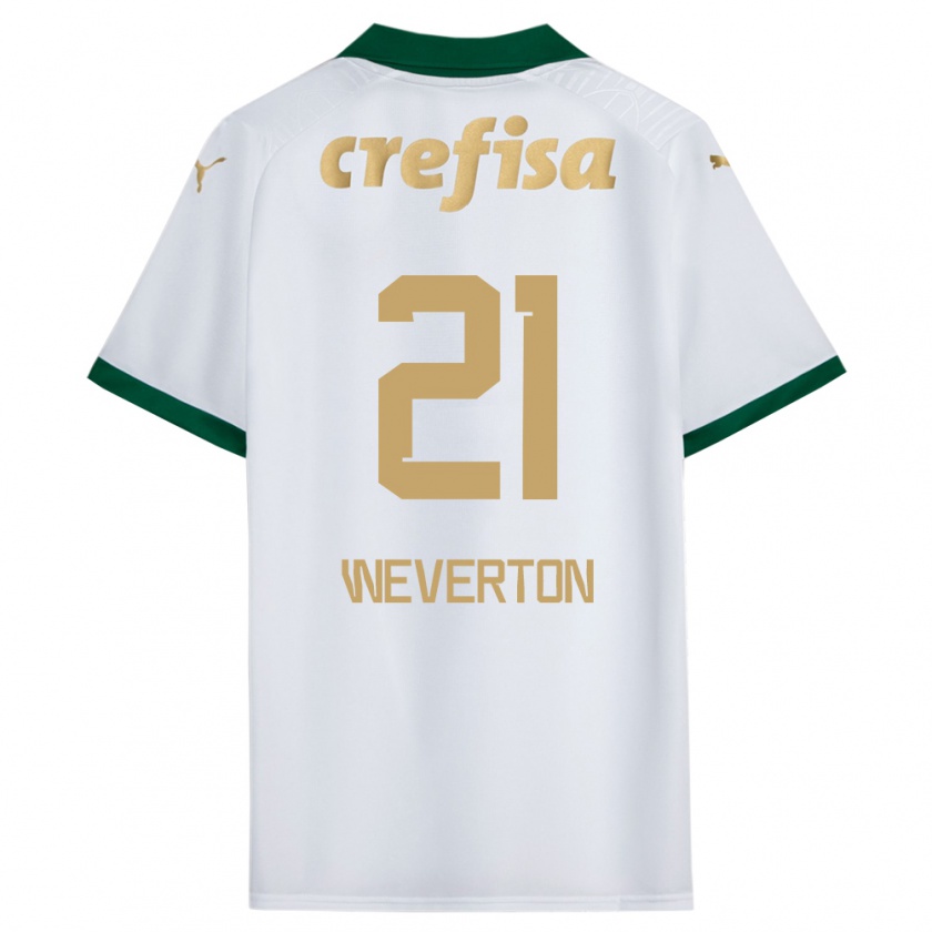 Kandiny Mujer Camiseta Weverton #21 Blanco Verde 2ª Equipación 2024/25 La Camisa Chile