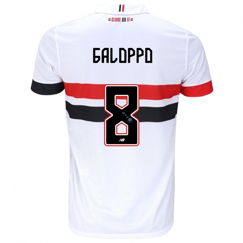 Kandiny Niño Camiseta Giuliano Galoppo #8 Blanco Rojo Negro 1ª Equipación 2024/25 La Camisa Chile