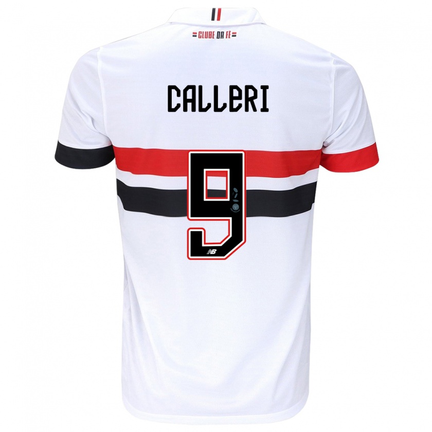 Kandiny Niño Camiseta Jonathan Calleri #9 Blanco Rojo Negro 1ª Equipación 2024/25 La Camisa Chile