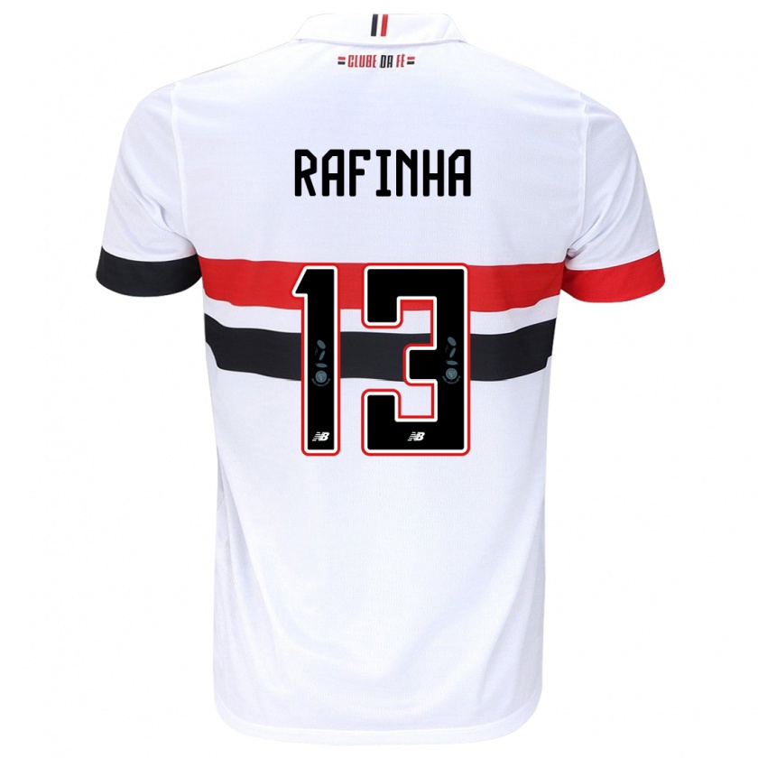 Kandiny Niño Camiseta Rafinha #13 Blanco Rojo Negro 1ª Equipación 2024/25 La Camisa Chile