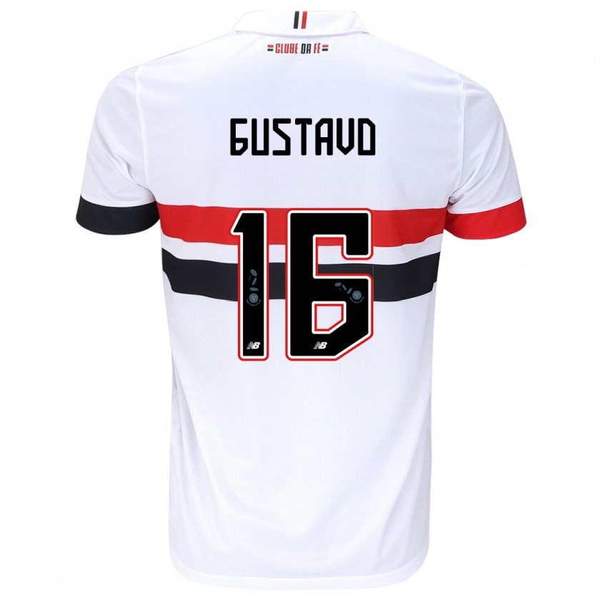 Kandiny Niño Camiseta Luiz Gustavo #16 Blanco Rojo Negro 1ª Equipación 2024/25 La Camisa Chile