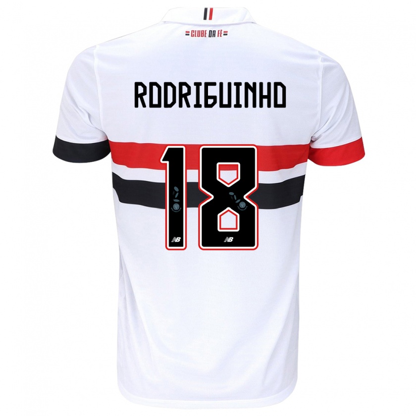 Kandiny Niño Camiseta Rodriguinho #18 Blanco Rojo Negro 1ª Equipación 2024/25 La Camisa Chile