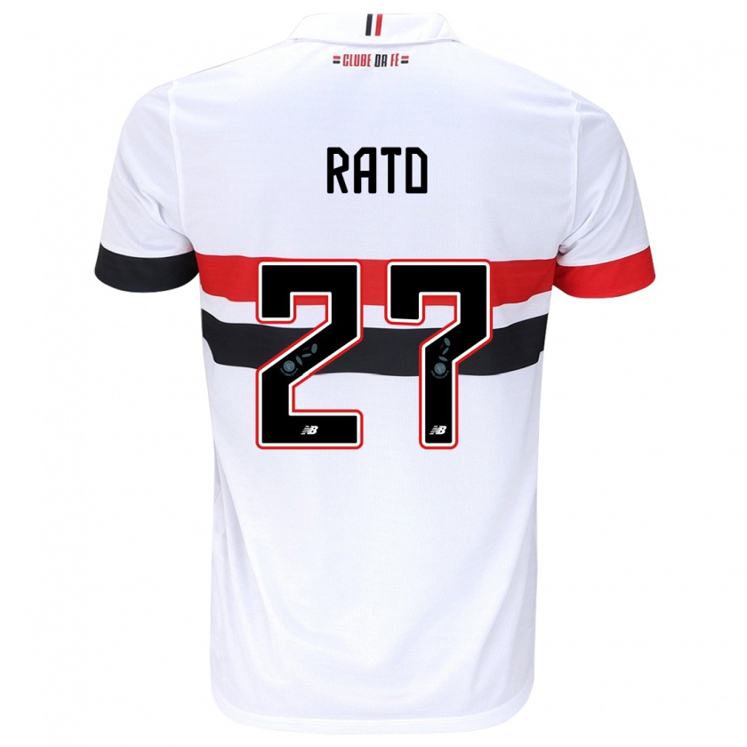 Kandiny Niño Camiseta Wellington Rato #27 Blanco Rojo Negro 1ª Equipación 2024/25 La Camisa Chile