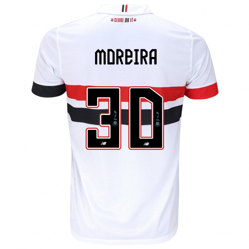 Kandiny Niño Camiseta João Moreira #30 Blanco Rojo Negro 1ª Equipación 2024/25 La Camisa Chile