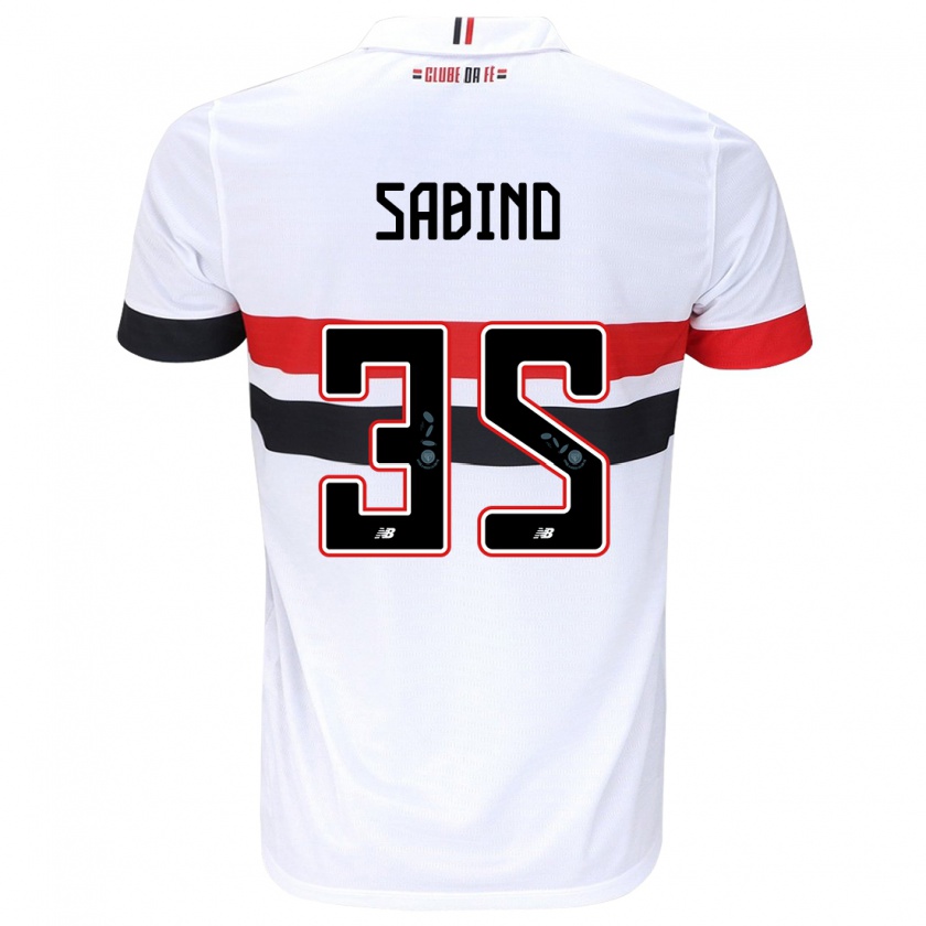 Kandiny Niño Camiseta Sabino #35 Blanco Rojo Negro 1ª Equipación 2024/25 La Camisa Chile