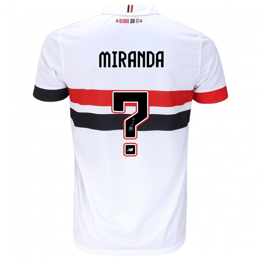 Kandiny Niño Camiseta João Miranda #0 Blanco Rojo Negro 1ª Equipación 2024/25 La Camisa Chile