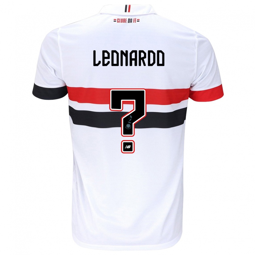 Kandiny Niño Camiseta Hugo Leonardo #0 Blanco Rojo Negro 1ª Equipación 2024/25 La Camisa Chile