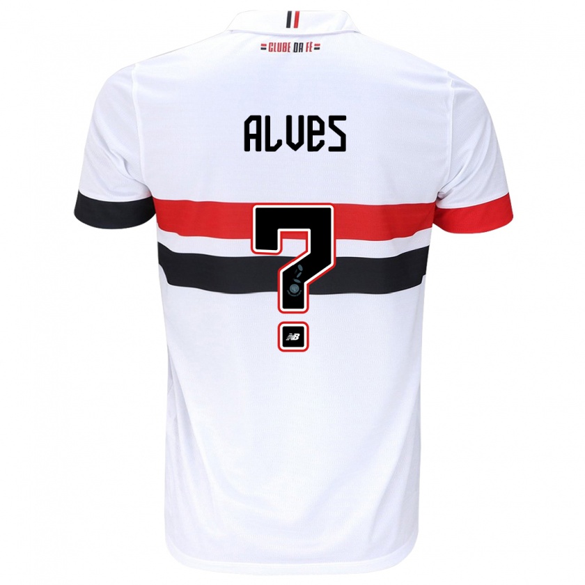 Kandiny Niño Camiseta Matheus Alves #0 Blanco Rojo Negro 1ª Equipación 2024/25 La Camisa Chile