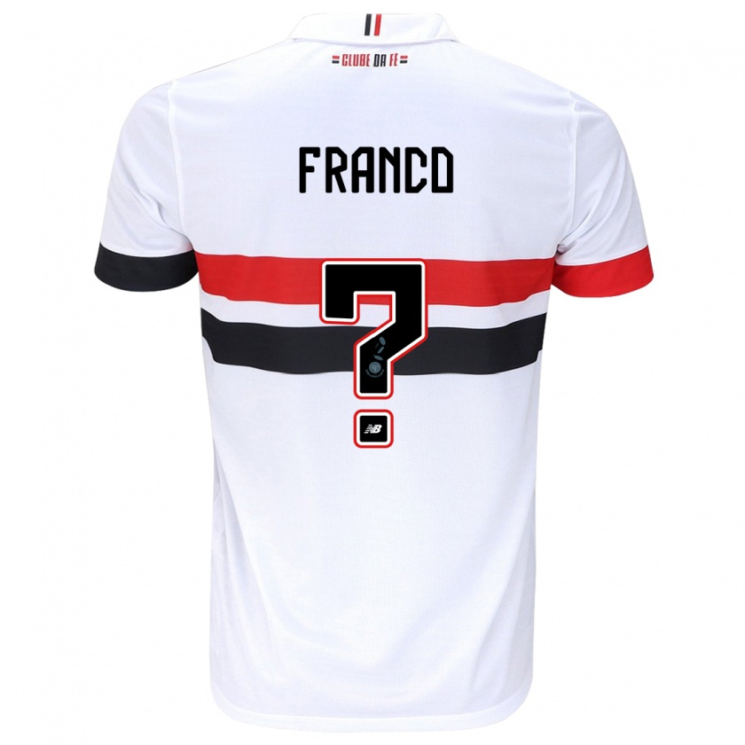 Kandiny Niño Camiseta Franco #0 Blanco Rojo Negro 1ª Equipación 2024/25 La Camisa Chile