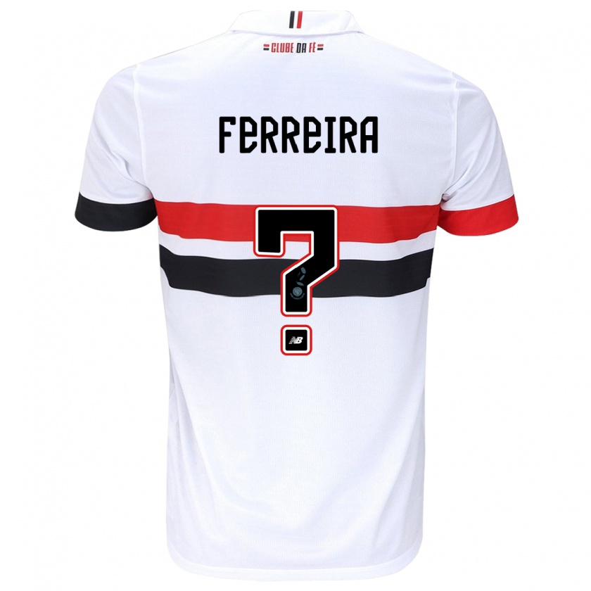 Kandiny Niño Camiseta Lucas Ferreira #0 Blanco Rojo Negro 1ª Equipación 2024/25 La Camisa Chile