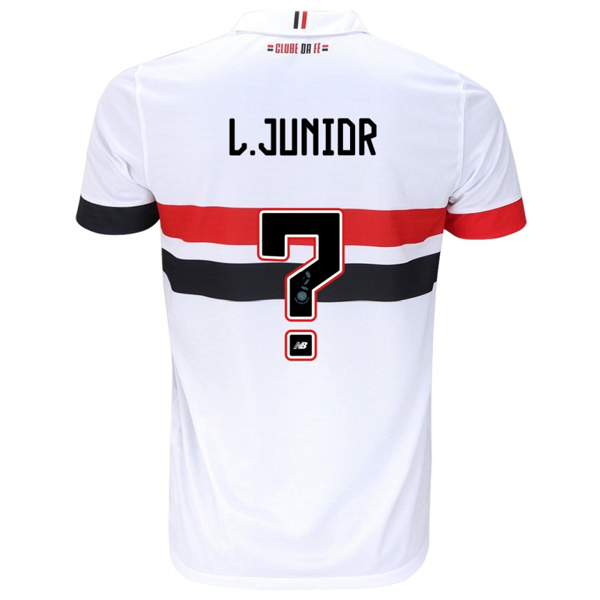 Kandiny Niño Camiseta Luciano Junior #0 Blanco Rojo Negro 1ª Equipación 2024/25 La Camisa Chile