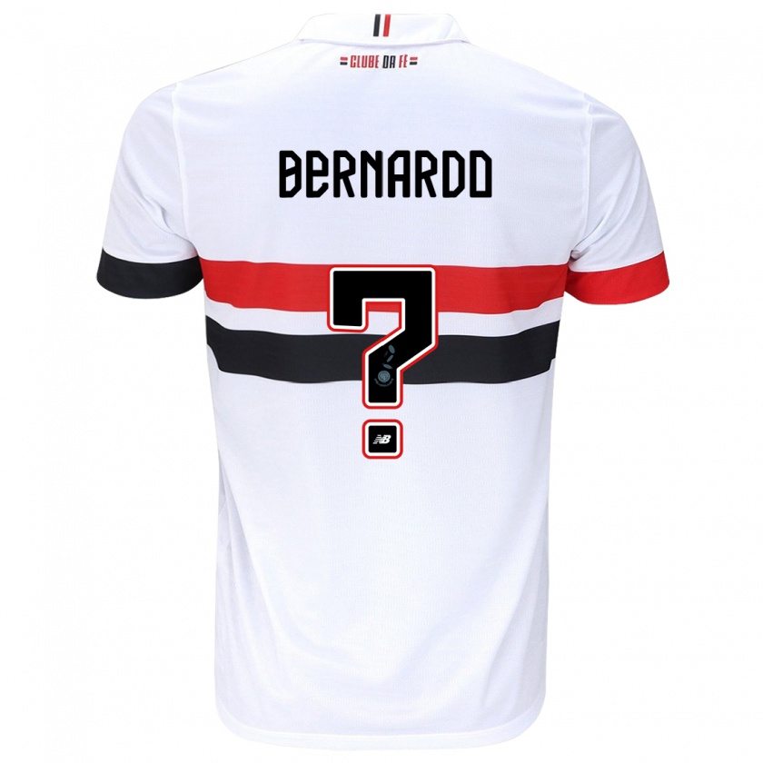 Kandiny Niño Camiseta Bernardo #0 Blanco Rojo Negro 1ª Equipación 2024/25 La Camisa Chile