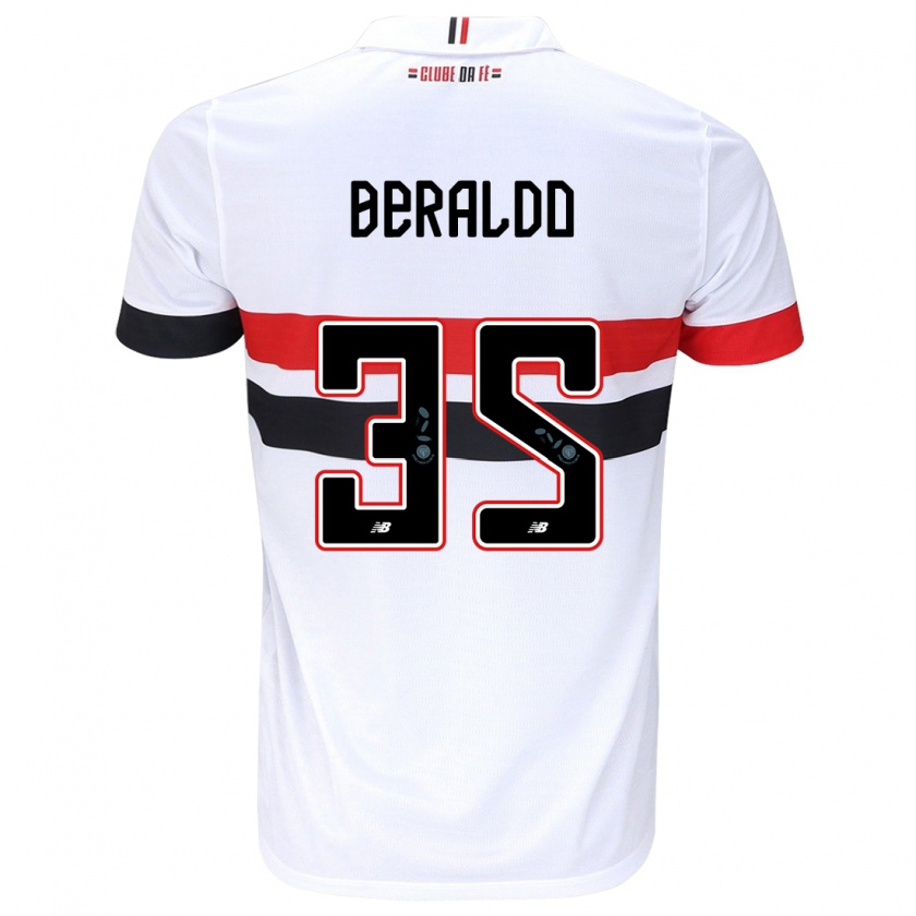 Kandiny Niño Camiseta Lucas Beraldo #35 Blanco Rojo Negro 1ª Equipación 2024/25 La Camisa Chile