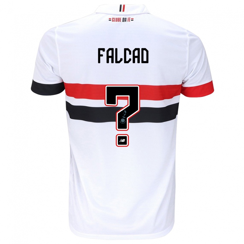 Kandiny Niño Camiseta Gabriel Falcão #0 Blanco Rojo Negro 1ª Equipación 2024/25 La Camisa Chile