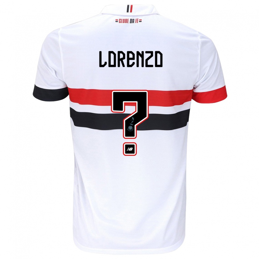 Kandiny Niño Camiseta Lorenzo #0 Blanco Rojo Negro 1ª Equipación 2024/25 La Camisa Chile