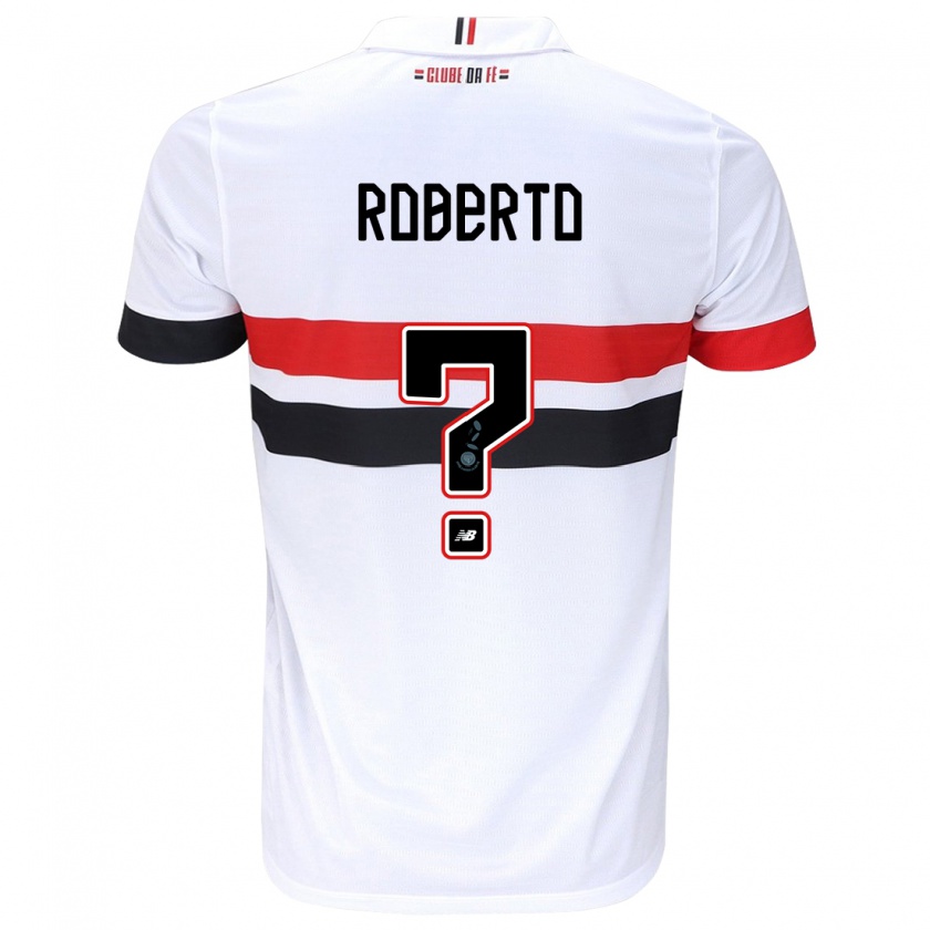 Kandiny Niño Camiseta Roberto #0 Blanco Rojo Negro 1ª Equipación 2024/25 La Camisa Chile