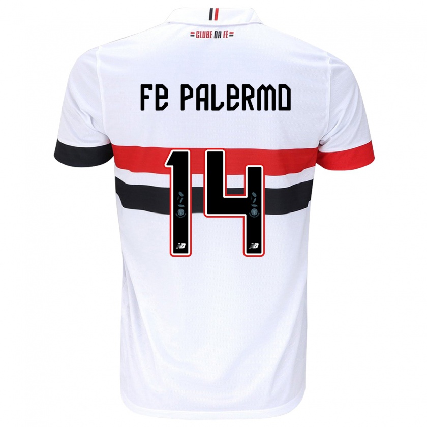 Kandiny Niño Camiseta Fe Palermo #14 Blanco Rojo Negro 1ª Equipación 2024/25 La Camisa Chile