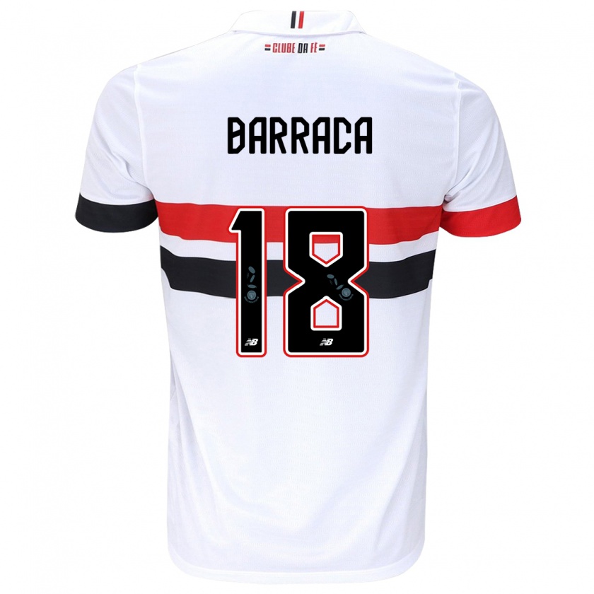 Kandiny Niño Camiseta Barraca #18 Blanco Rojo Negro 1ª Equipación 2024/25 La Camisa Chile