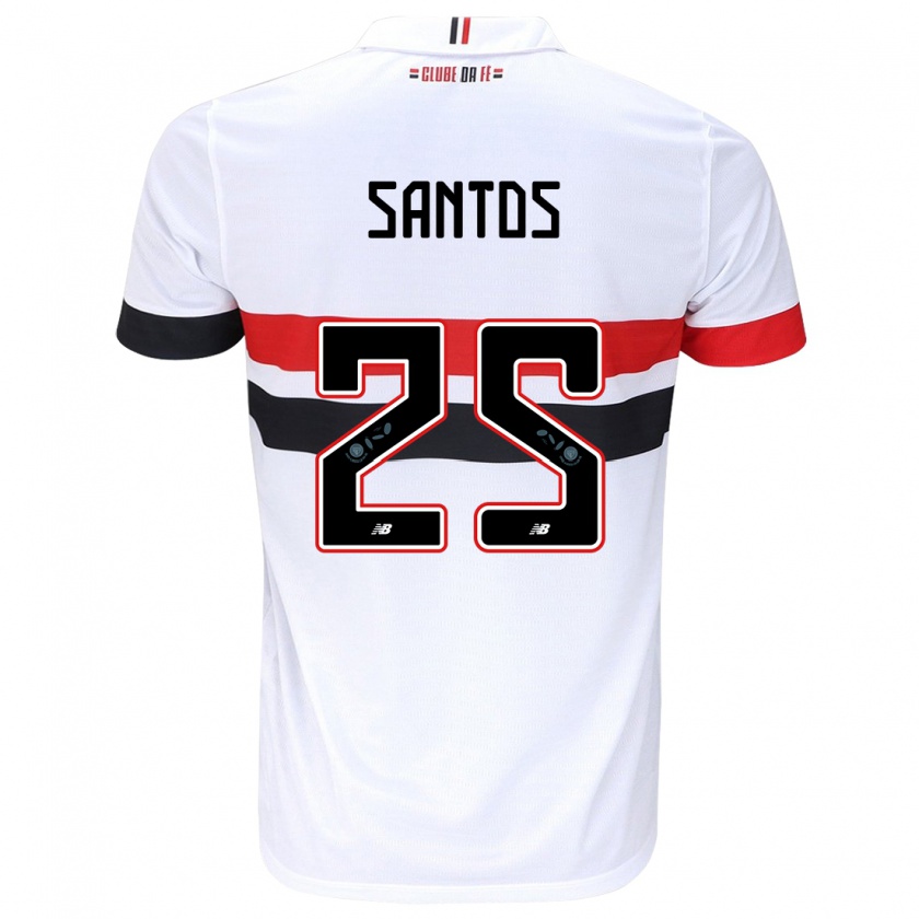 Kandiny Niño Camiseta Mariana Santos #25 Blanco Rojo Negro 1ª Equipación 2024/25 La Camisa Chile