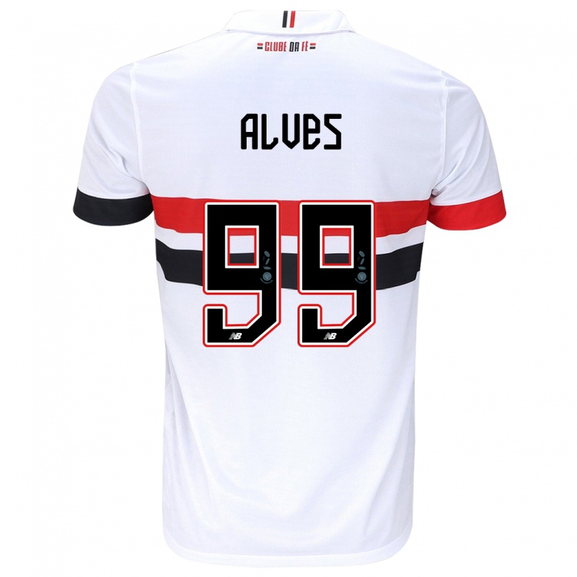 Kandiny Niño Camiseta Letícia Alves #99 Blanco Rojo Negro 1ª Equipación 2024/25 La Camisa Chile