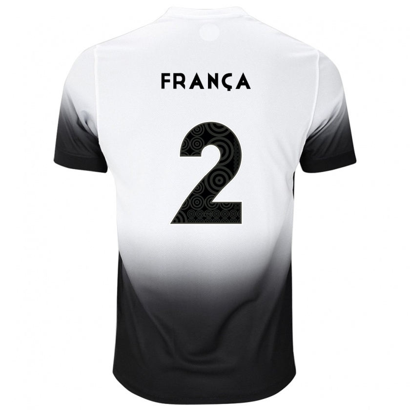 Kandiny Niño Camiseta Matheus França #2 Blanco Negro 1ª Equipación 2024/25 La Camisa Chile