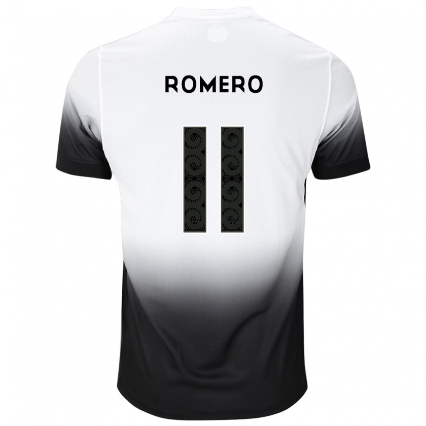 Kandiny Niño Camiseta Ángel Romero #11 Blanco Negro 1ª Equipación 2024/25 La Camisa Chile