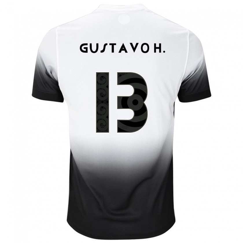 Kandiny Niño Camiseta Gustavo Henrique #13 Blanco Negro 1ª Equipación 2024/25 La Camisa Chile