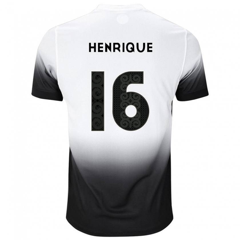 Kandiny Niño Camiseta Pedro Henrique #16 Blanco Negro 1ª Equipación 2024/25 La Camisa Chile