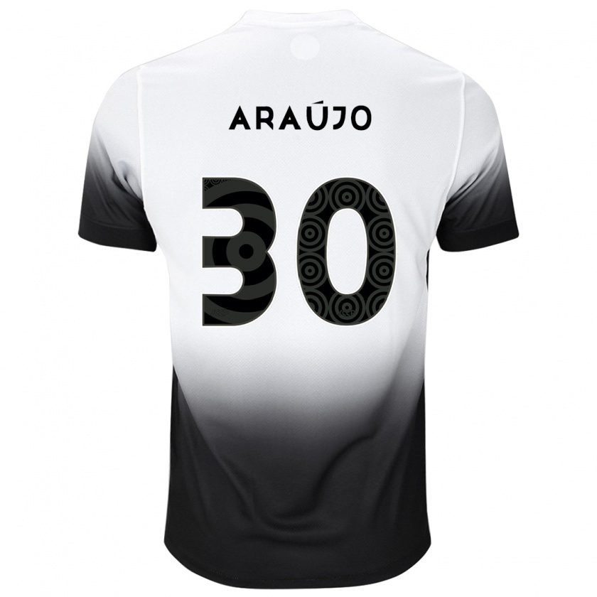 Kandiny Niño Camiseta Matheus Araújo #30 Blanco Negro 1ª Equipación 2024/25 La Camisa Chile