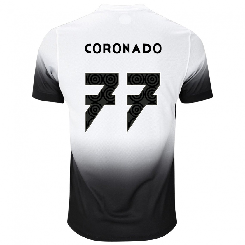 Kandiny Niño Camiseta Igor Coronado #77 Blanco Negro 1ª Equipación 2024/25 La Camisa Chile