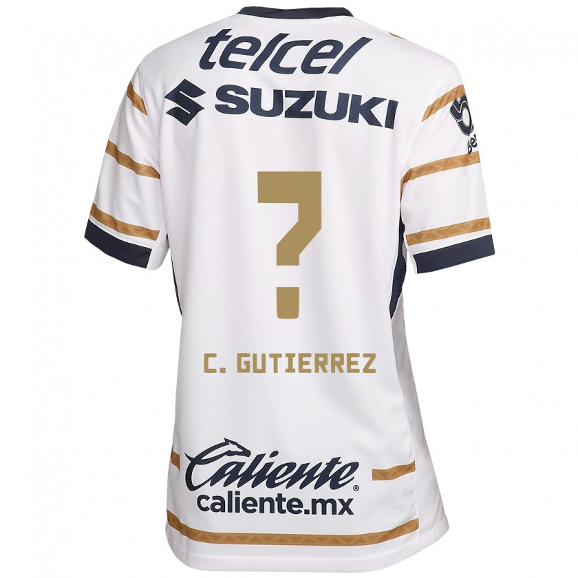 Kandiny Niño Camiseta Carlos Gutiérrez #0 Obsidiana Blanca 1ª Equipación 2024/25 La Camisa Chile