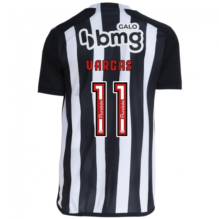 Kandiny Niño Camiseta Eduardo Vargas #11 Blanco Negro 1ª Equipación 2024/25 La Camisa Chile