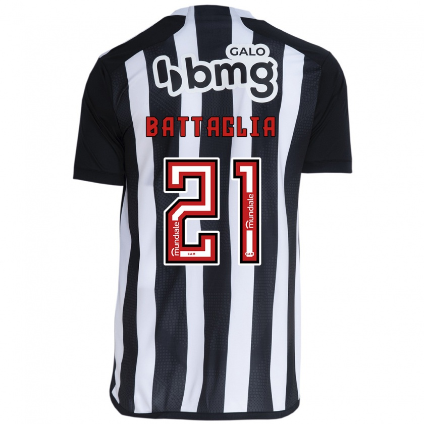 Kandiny Niño Camiseta Rodrigo Battaglia #21 Blanco Negro 1ª Equipación 2024/25 La Camisa Chile