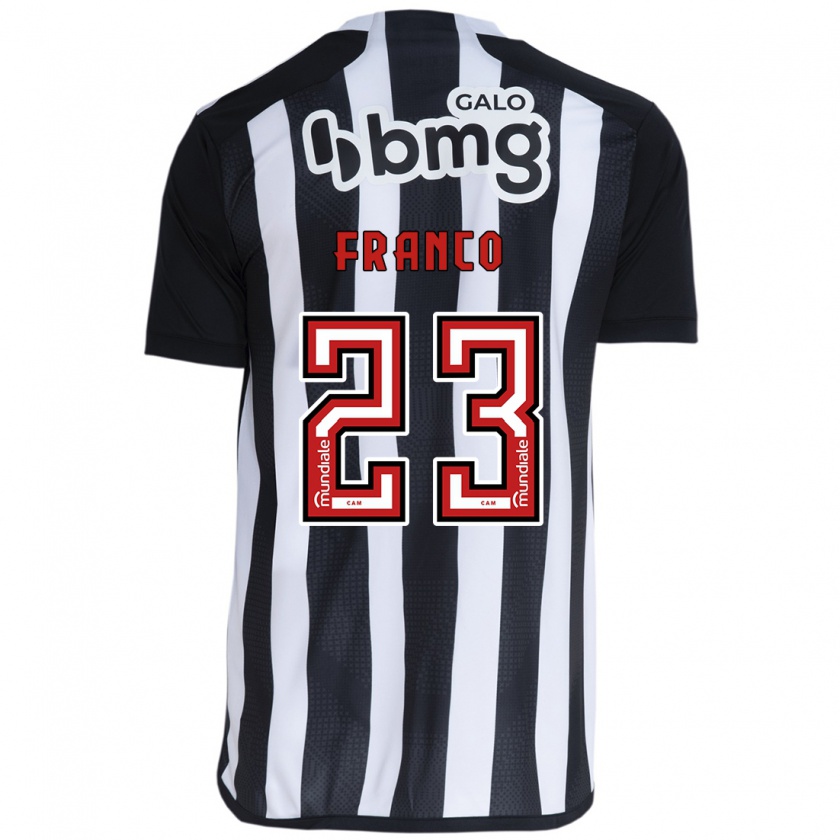 Kandiny Niño Camiseta Alan Franco #23 Blanco Negro 1ª Equipación 2024/25 La Camisa Chile