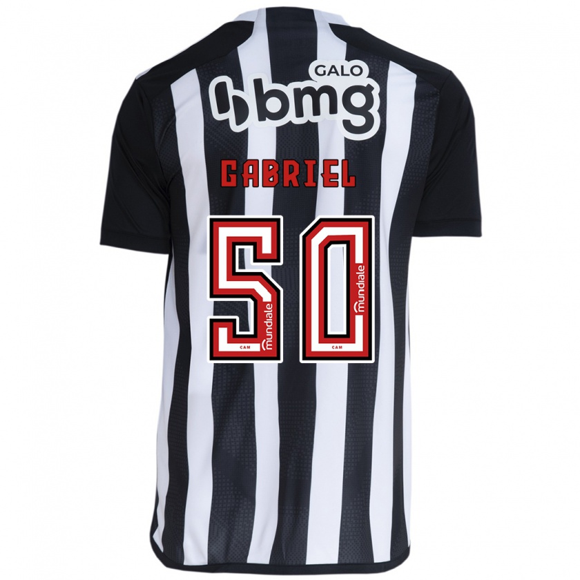 Kandiny Niño Camiseta Vitor Gabriel #50 Blanco Negro 1ª Equipación 2024/25 La Camisa Chile