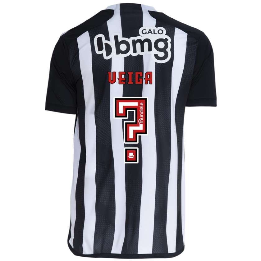 Kandiny Niño Camiseta Gustavo Veiga #0 Blanco Negro 1ª Equipación 2024/25 La Camisa Chile