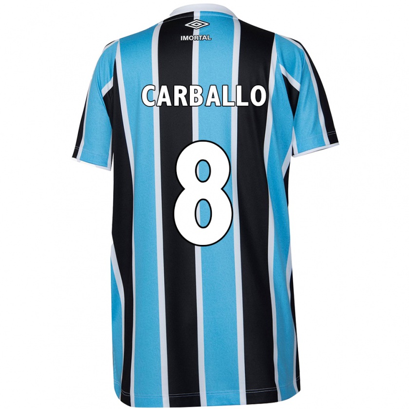 Kandiny Niño Camiseta Felipe Carballo #8 Azul Negro Blanco 1ª Equipación 2024/25 La Camisa Chile