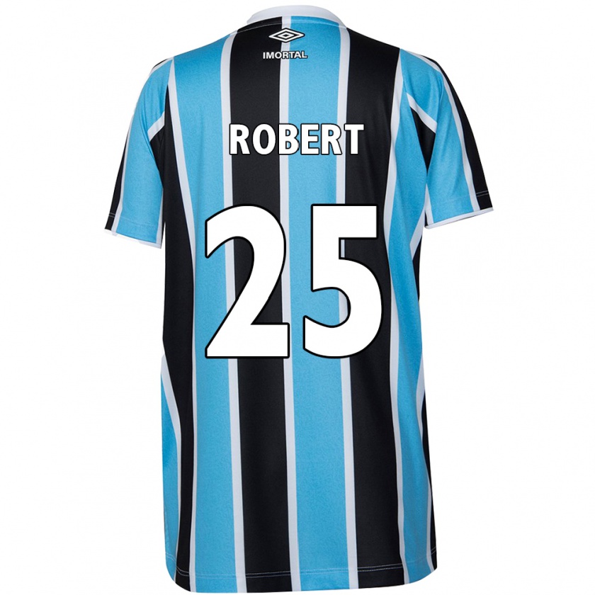 Kandiny Niño Camiseta Jhonata Robert #25 Azul Negro Blanco 1ª Equipación 2024/25 La Camisa Chile