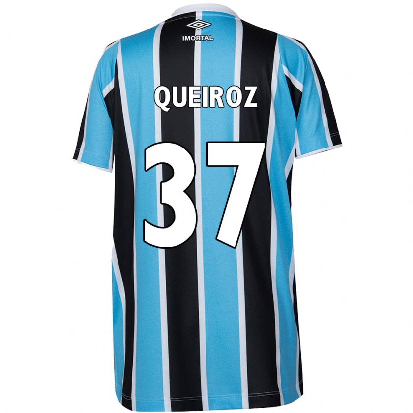 Kandiny Niño Camiseta Du Queiroz #37 Azul Negro Blanco 1ª Equipación 2024/25 La Camisa Chile