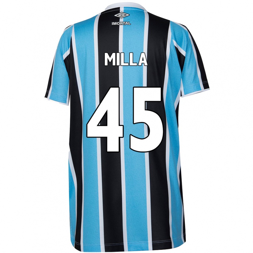 Kandiny Niño Camiseta Lucas Milla #45 Azul Negro Blanco 1ª Equipación 2024/25 La Camisa Chile