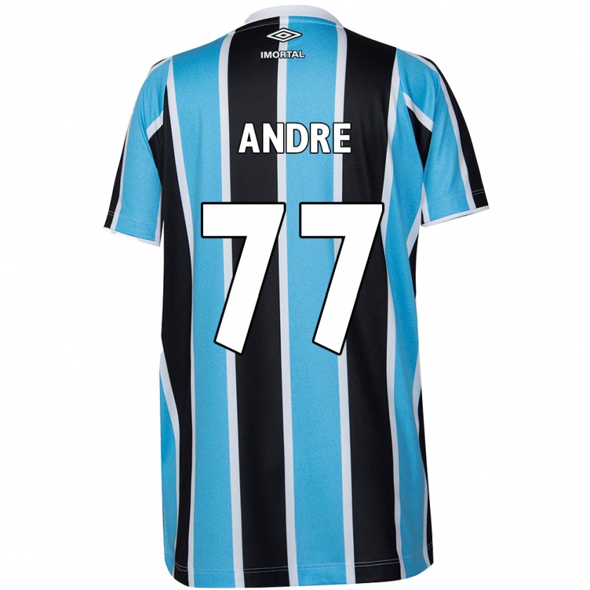 Kandiny Niño Camiseta André Henrique #77 Azul Negro Blanco 1ª Equipación 2024/25 La Camisa Chile