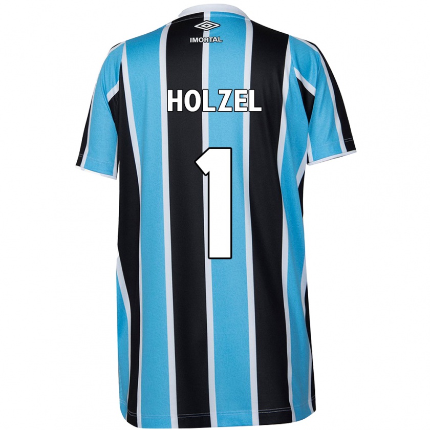 Kandiny Niño Camiseta Vivi Holzel #1 Azul Negro Blanco 1ª Equipación 2024/25 La Camisa Chile