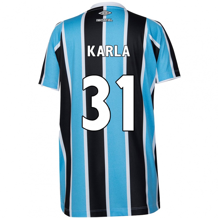 Kandiny Niño Camiseta Emmily Karla #31 Azul Negro Blanco 1ª Equipación 2024/25 La Camisa Chile