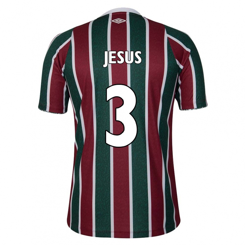 Kandiny Niño Camiseta Alexandre Jesus #3 Verde Granate Blanco 1ª Equipación 2024/25 La Camisa Chile