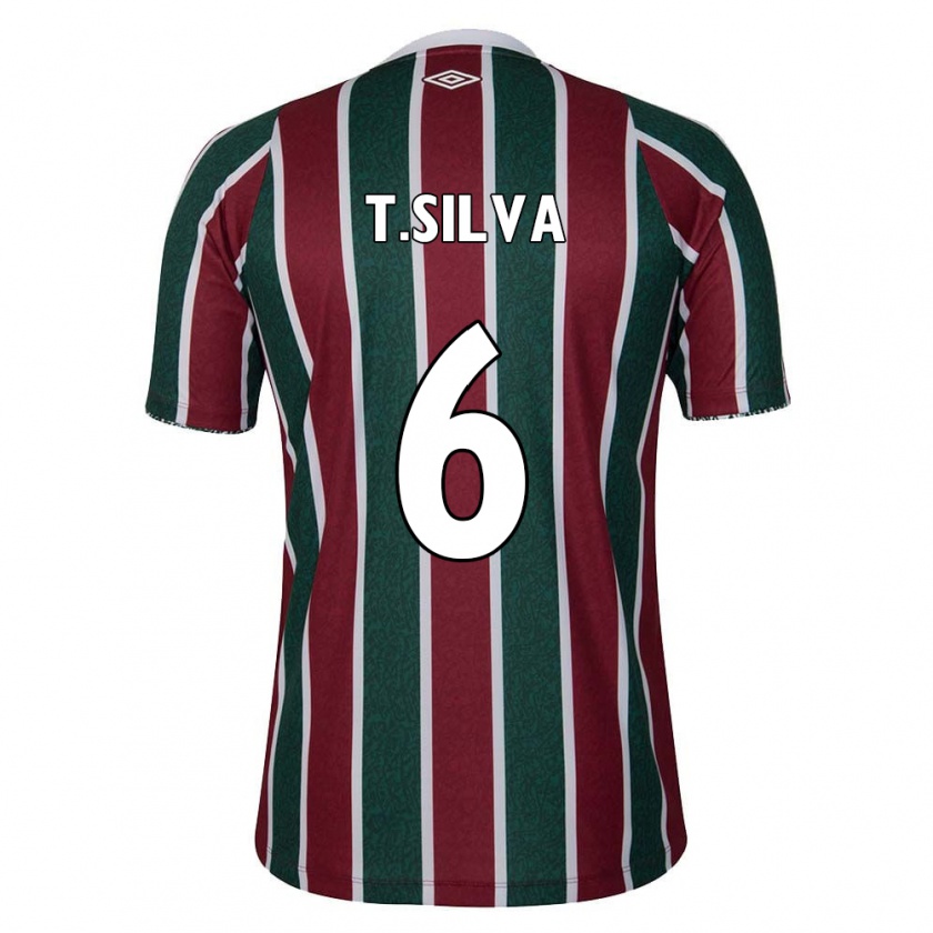 Kandiny Niño Camiseta Thiago Silva #6 Verde Granate Blanco 1ª Equipación 2024/25 La Camisa Chile