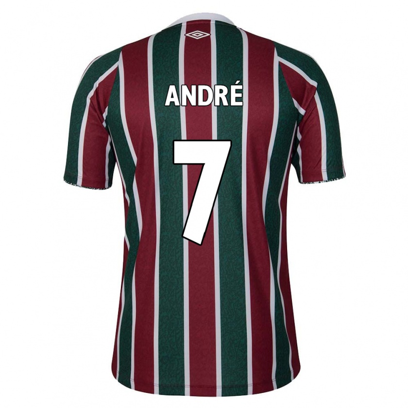 Kandiny Niño Camiseta André #7 Verde Granate Blanco 1ª Equipación 2024/25 La Camisa Chile