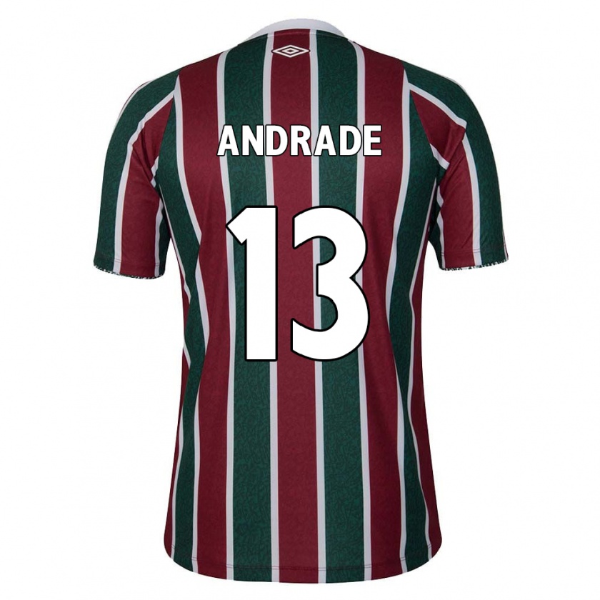 Kandiny Niño Camiseta Felipe Andrade #13 Verde Granate Blanco 1ª Equipación 2024/25 La Camisa Chile