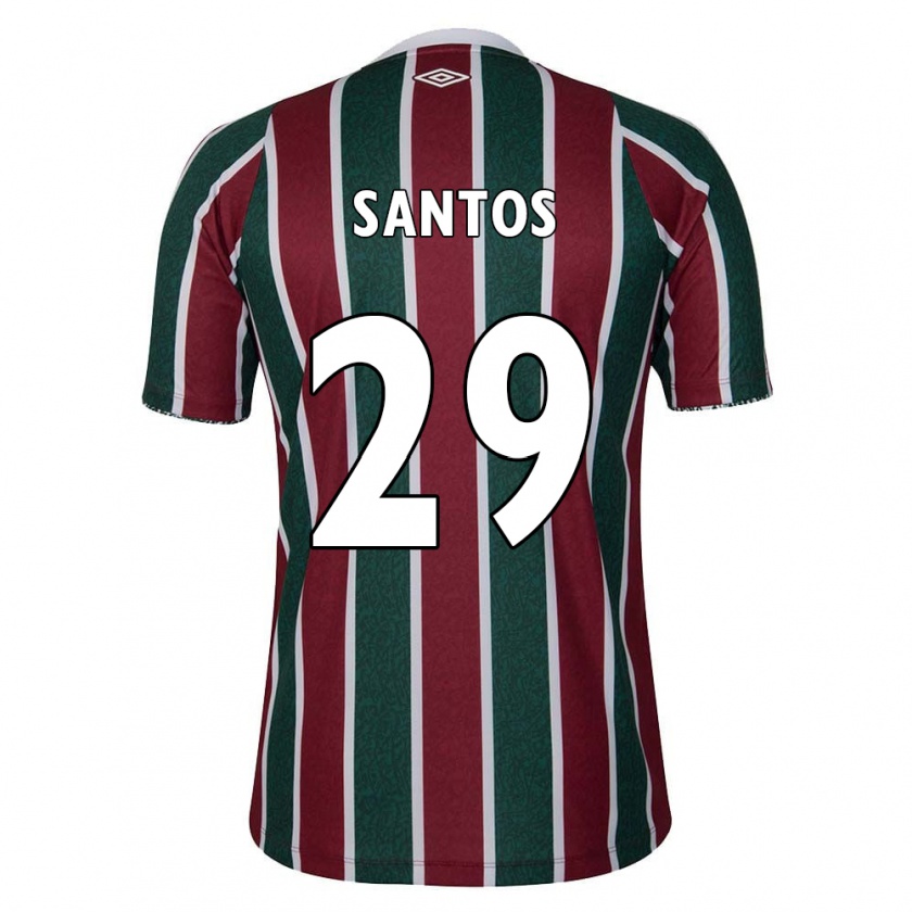 Kandiny Niño Camiseta Thiago Santos #29 Verde Granate Blanco 1ª Equipación 2024/25 La Camisa Chile