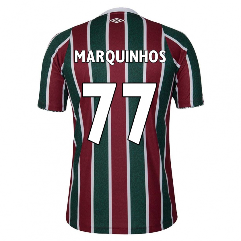 Kandiny Niño Camiseta Marquinhos #77 Verde Granate Blanco 1ª Equipación 2024/25 La Camisa Chile